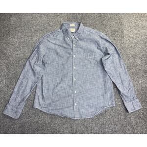 J.Crew Men's XL Organic Cotton Slim Untucked Blue Chambray Button Down Shirt
